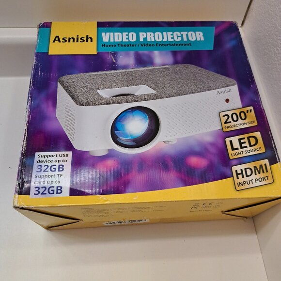 Asnish Outdoor Movie Projector Native 1080p, 9500 Lumens, Bluetooth - Picture 1 of 9